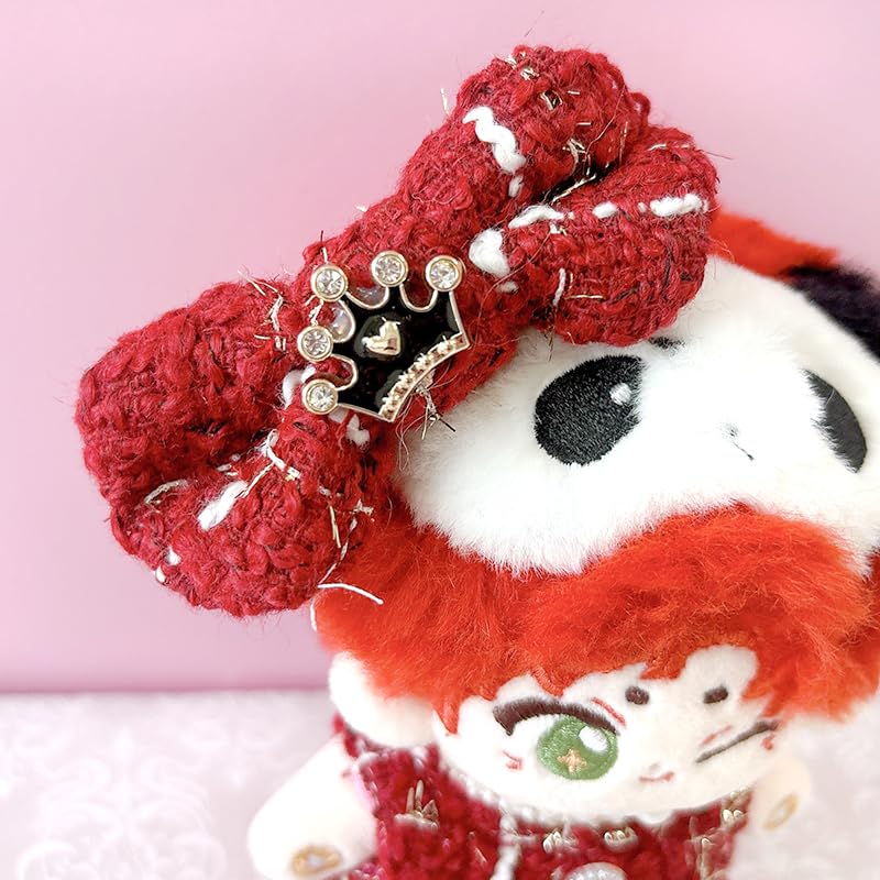 Tweed Plüsch Kleiderset (Kleid & Band) für 10-15cm Puppen, Rot [Gebraucht]