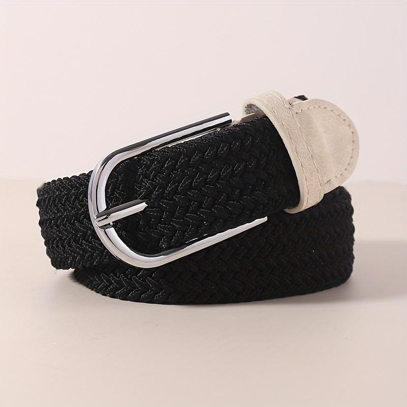 Kein Lochen farbiger Gürtel Damen vielseitiger Jeans Canvas Gürtel gewebt elastisch elastische Dornschließe Studenten fauler Stoffgürtel
