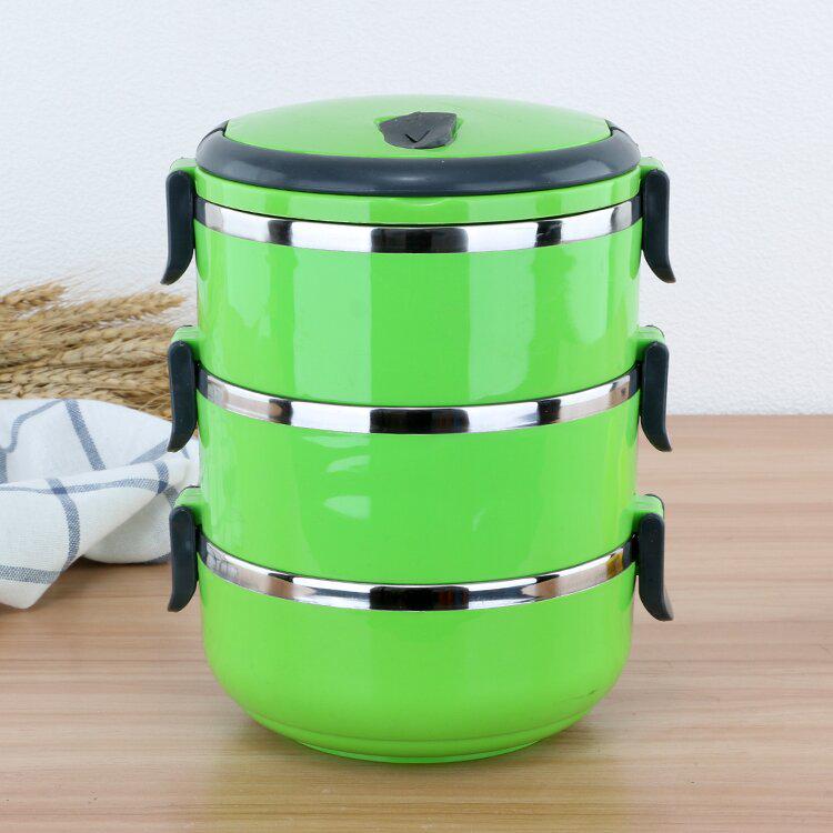 Stainless Steel Multi-layer Insulated Bento Box for Students and Office Use