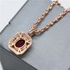 Purple Gold Inlaid Square Redstone Pendant Rose Gold Plated Luxury Classic Colored Gold Necklace