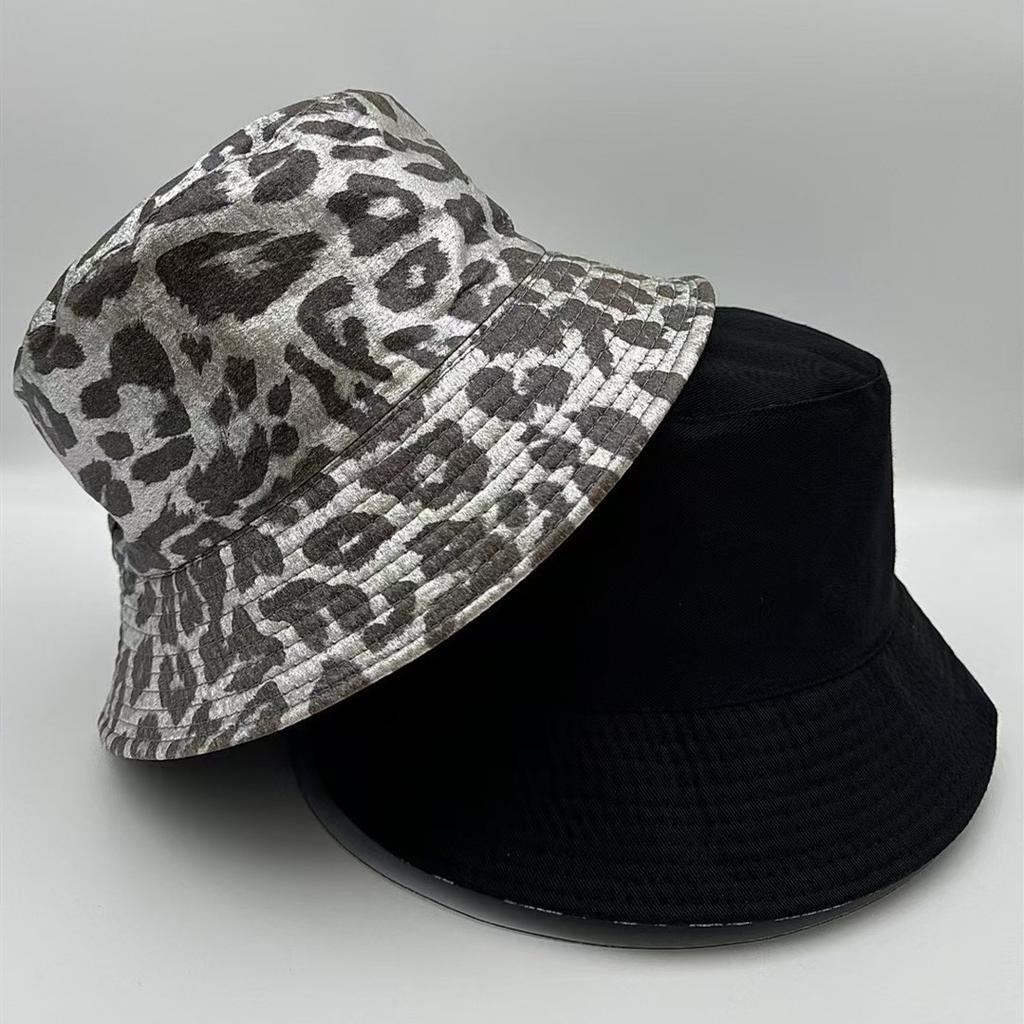 Bucket Hat Women Men Leopard Print Hip Hop Dance Party Outdoor Sunshade Casual Sun Hat Double Sided Spring Summer New