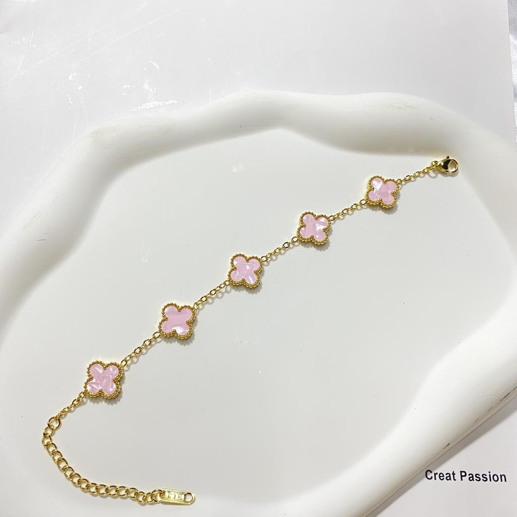 Female Titanium Steel Does Not Fade 9MM Five-flower Lucky Four-leaf Clover Bracelet Is Fashionable and Versatile