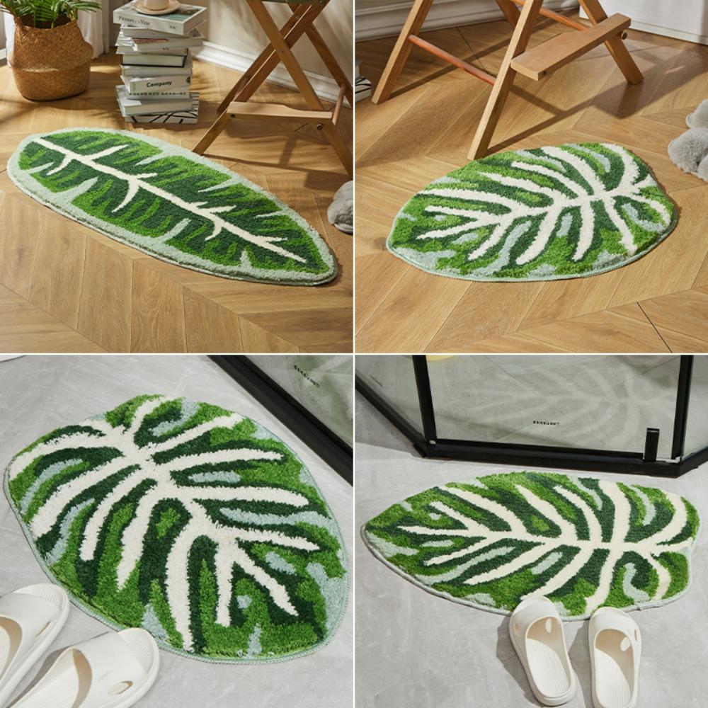 Nordic Plant Leaf Tufted Carpet Bathroom Non-slip Floor Mat Bathroom Living Room Heterosexual Floor Mat