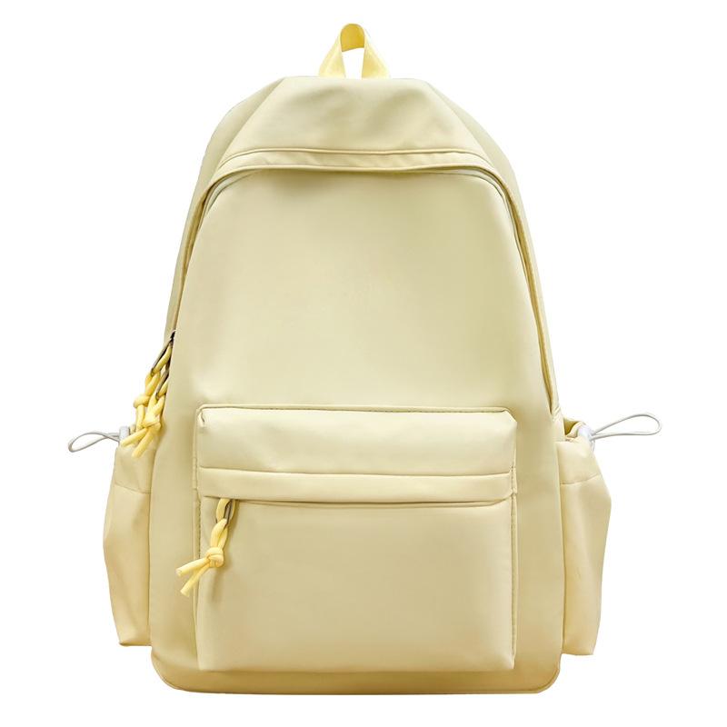 Schoolbag Solid Color Simple Backpack Printable Logo Casual Canvas Backpack Large Capacity Junior High School High School Student School Bag