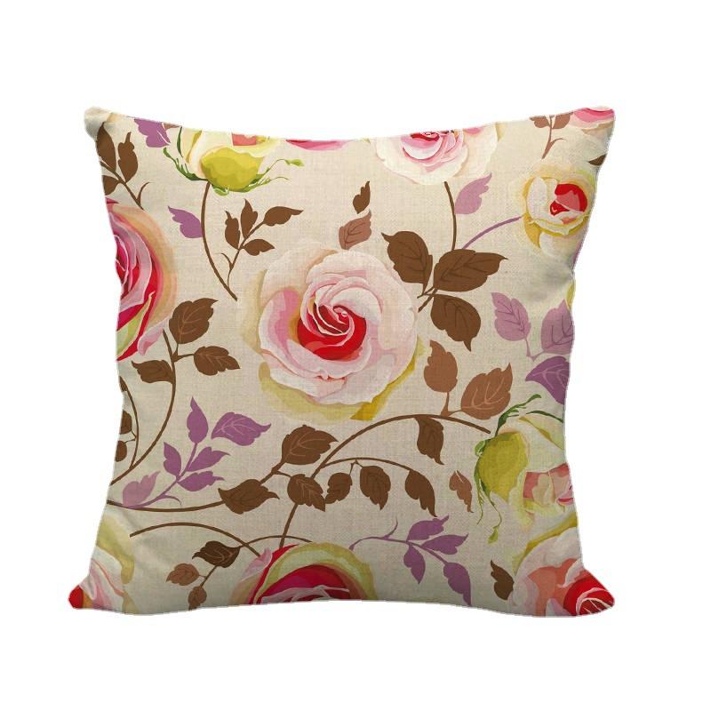 Simple floral pattern clear rose flowers Digital printing short plush pillow covers for car sofa office cushion cover home goods
