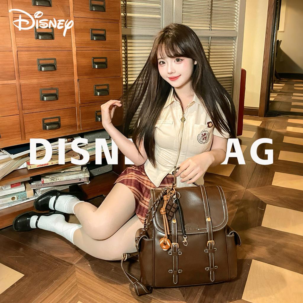Disney Mickey Korean Style College Casual Lightweight High-Value Stain-Resistant Minimalist Trendy Versatile Backpack Women backpack Brown BMK-72172