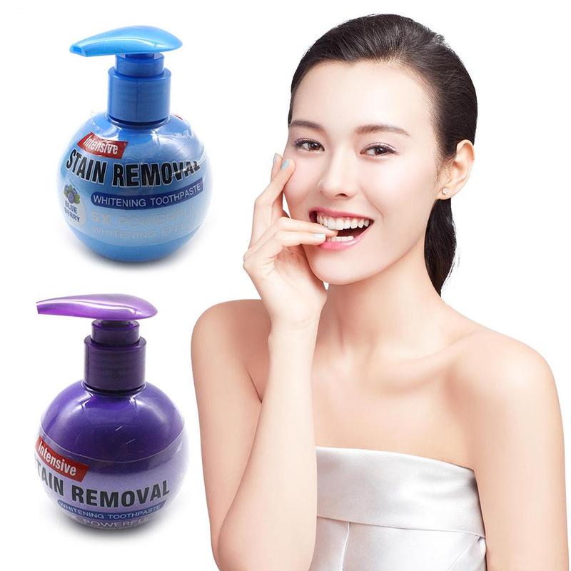 220g Teeth Whitening Toothpaste Blueberry Stain Fight Removal Gums