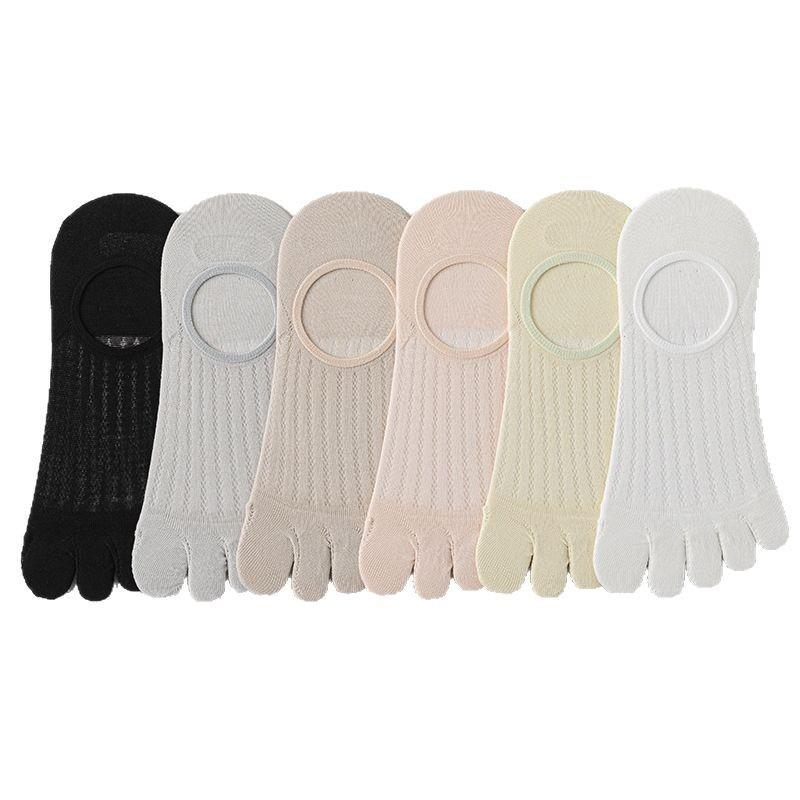 Five-finger Socks, Women's Boat Socks, Summer Invisible Shallow-mouthed Anti-odor, Sweat-absorbing, Anti-slip, Low-top Split-toe Socks, Short Leg