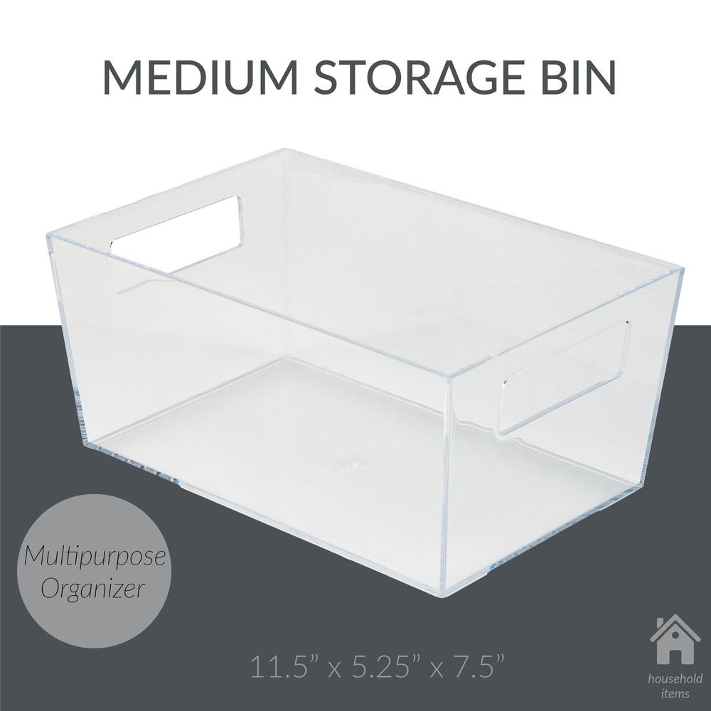 Clear Medium Plastic Storage Bin Home Office Bathroom Organization Desk Accessories Jewelry Cosmetics Multiuse Box with Handles