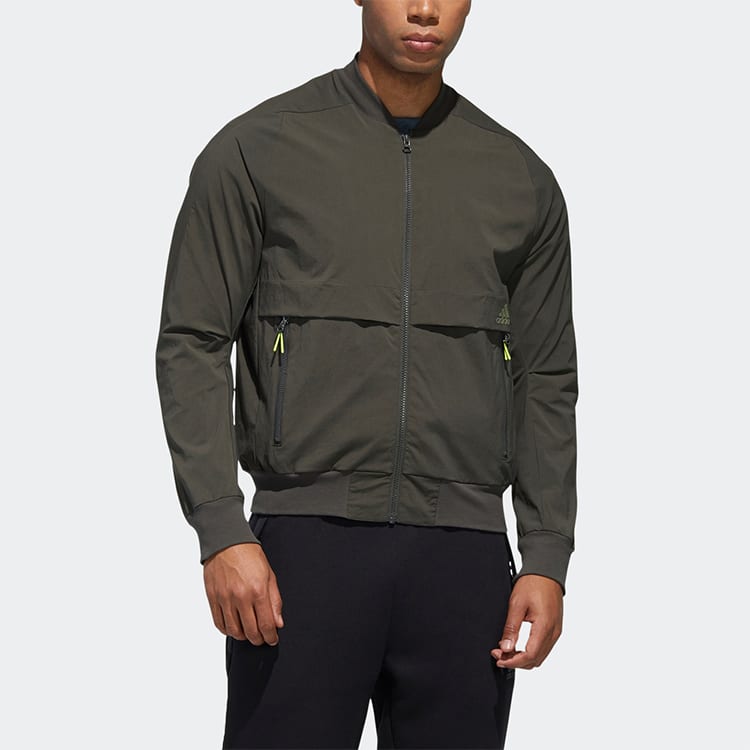 Adidas Jackets Men's Dark Brown Stand Collar Moderate Pilot GF4029