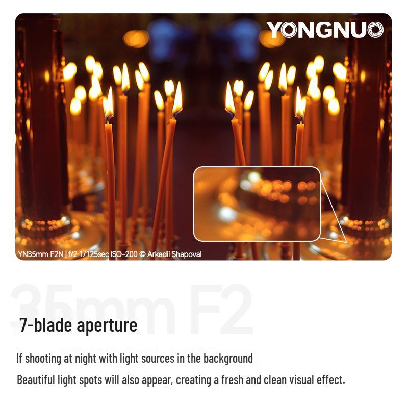 Yongnuo 35mm F2 Wide-Angle Prime Lens for Canon EF & Nikon F Full-Frame DSLR with Autofocus