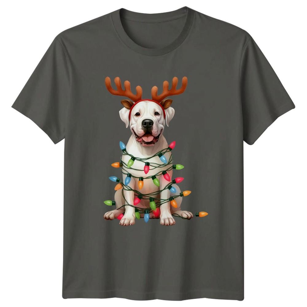 Dog Christmas Lights Reindeer Holiday Unisexs TShirt Unisexs Graphic Tee S