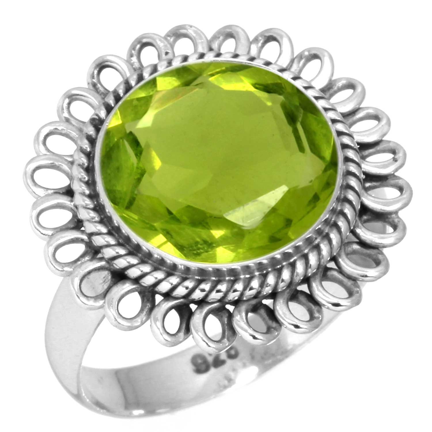 

Кольцо из стерлингового серебра 925 пробы Женское Драгоценный камень Ручная работа Ювелирное изделие Подарок на День святого Валентина Аметист Сапфир Голубой топаз Цитрин Изумруд Иолит Перидот Рубин Костюм 5.5 перидот