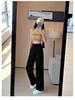 High-End Wide-Leg Knit Pants: Faux Pocket, Slimming, High Waist, Petite Fit for Women - Perfect for Autumn and Spring