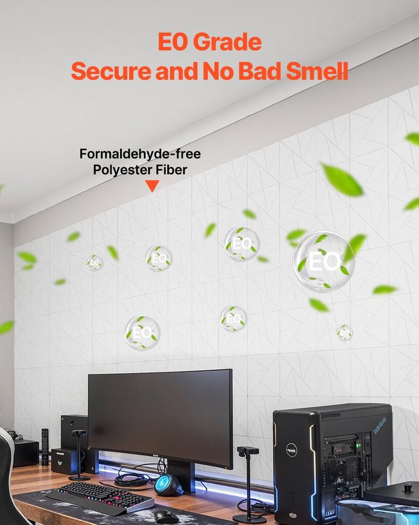 18 Pack Acoustic Wall Panels 11.8 X 11.8 X 0.4 Inch Self-Adhesive White