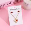 Strawberry Cherry Inlaid Necklace & Earrings Set, Light Luxury Design, 304 Stainless Steel Clavicle Chain for Women