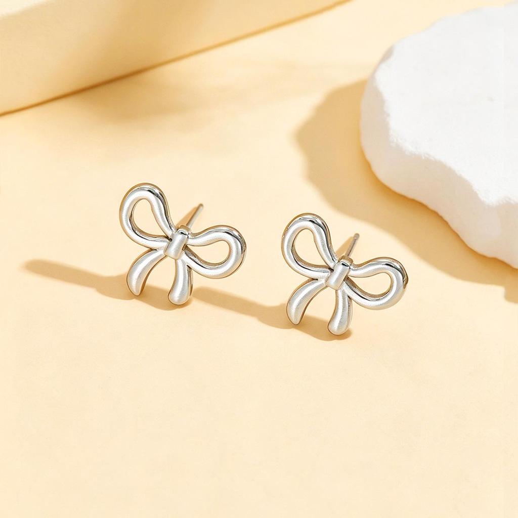 Sweet Butterfly & Bowknot Stainless Steel Earrings - Super Immortal Academy Style for Women