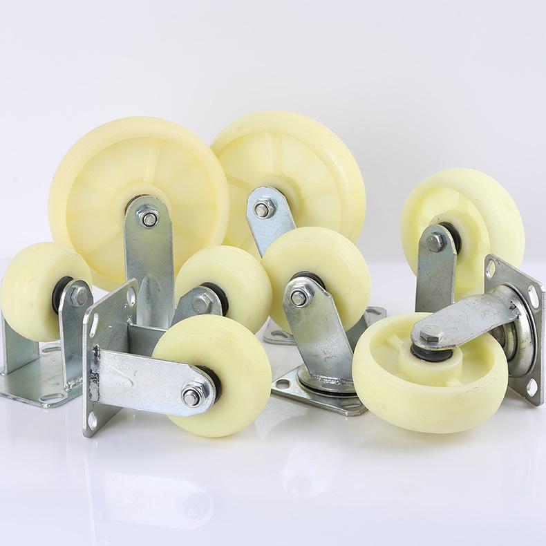 4" to 8" Heavy-Duty Nylon Casters - Double Bearing Swivel, Wear-Resistant Wheels for Trolleys