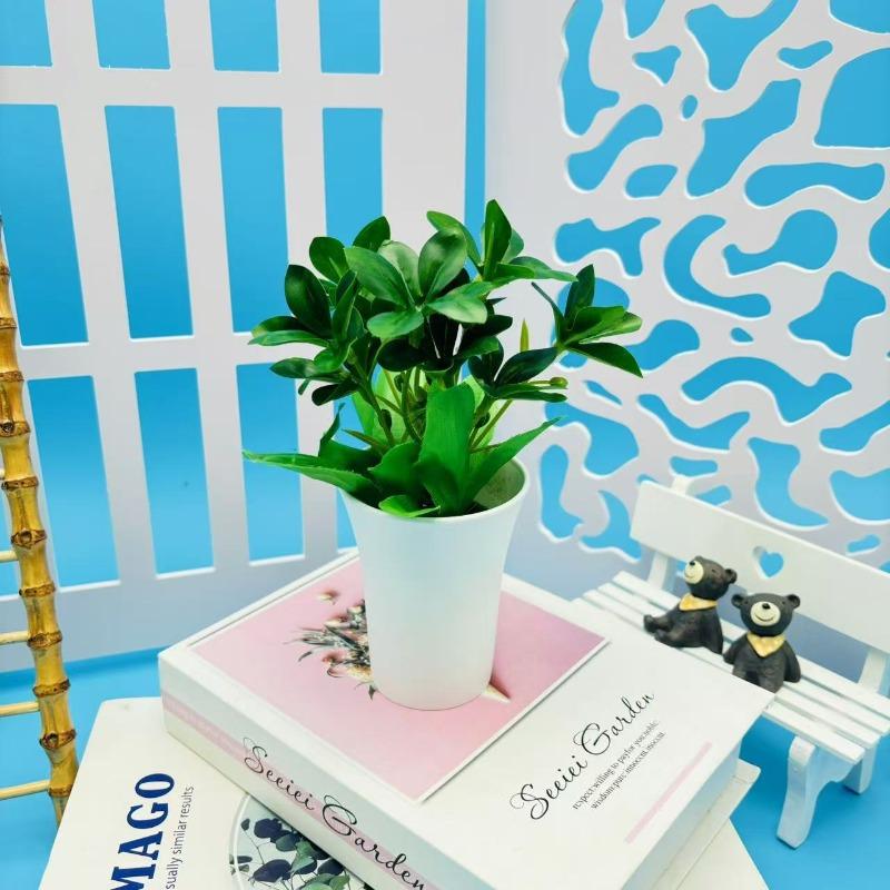 Artificial Green Plant Bonsai Plastic Plants Home Indoor Living Room Coffee Table Green Leaf Potted Plants Balcony