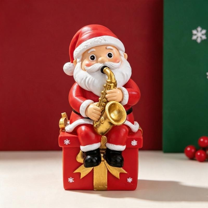 Christmas Figure with Santa Theme for Desk Shelf Hallway and Window Display Holiday Gift Accent Indoor Home Use