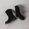 Krazing Pot Cow Suede Nubuck Winter Round Toe Western Boots Med Heels Pleated Decoration Women British School Mid-calf Boots