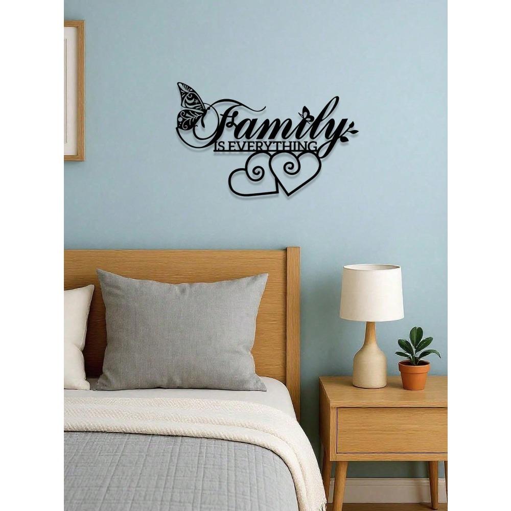 Black Metal Family Wall Art Minimalist Home Decor Gift for Living Room