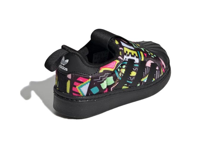 adidas Originals Superstar 360 I Abrasion Resistant Low Top Skateboard Shoes Black Yellow Pink Infant And Toddler EE8389