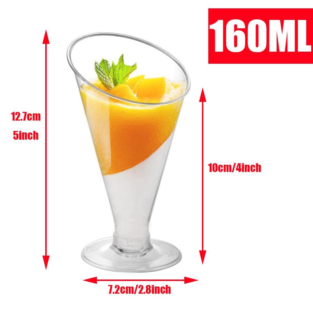 Disposable High-Stemmed Champagne Flute, Dessert Cup, Red Wine, and Cocktail Glass