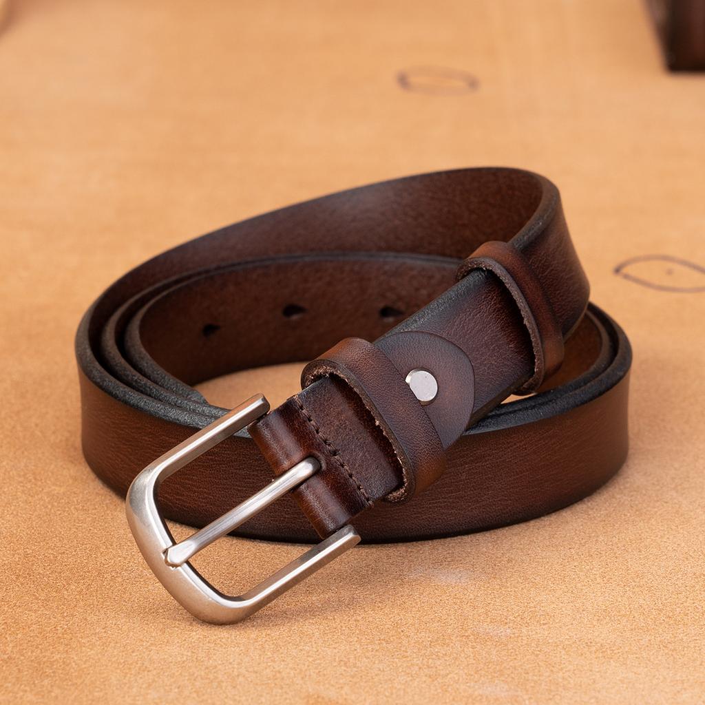 Leather Belt First Layer Cowhide Retro Versatile Tree Paste Leather Pin Buckle Retro Belt Middle-Aged And Young Men'S Belt
