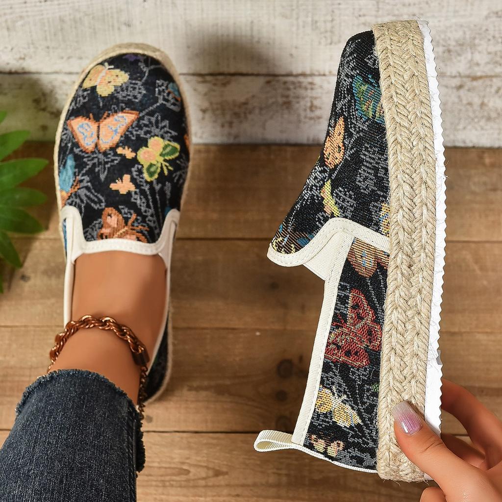 Fisherman shoes women's summer 2024 new fashion printing breathable flat-soled single shoes one-pedal women's shoes