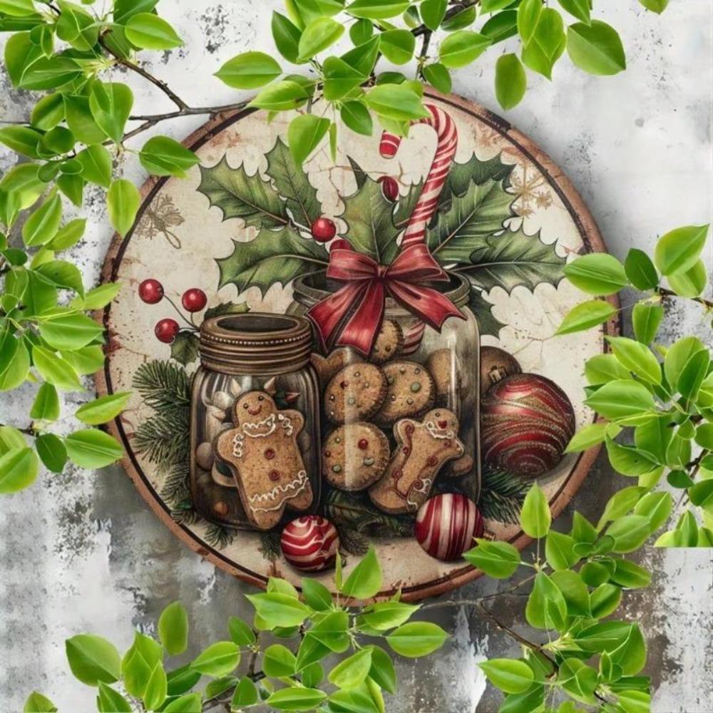 Vintage Lebkuchen Blechschild 20x20 Zoll Feiertags-Wandkunst-Dekoration für Café Zuhause