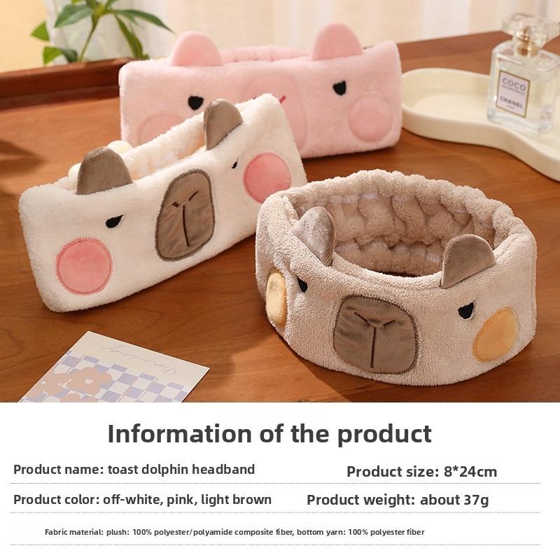 Capybara Coral Velvet Hair Band, Water-absorbing and Quick-drying Postpartum Headscarf, Face Wash Headband, Makeup Remover Hair Cover