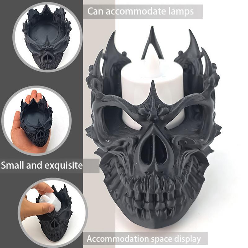 Skull Candle Holder Halloween Decorations Spooky Tealight Cup Gothic Decor Resin Candlestick Crafts for Party Halloween