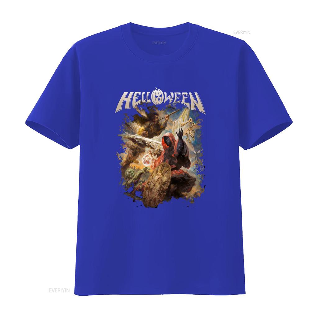Helloween Album Cover Print Black T Shirt New Official Design for vintage Washed graphic Stylish Versatile Stretched fashion