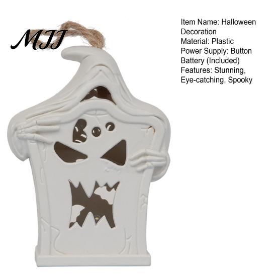 Luminous Party Decorations Halloween Light Up Tombstone Ornaments, Spooky Small Hanging Graveyard Decoration with Atmospheric Scene Props LED