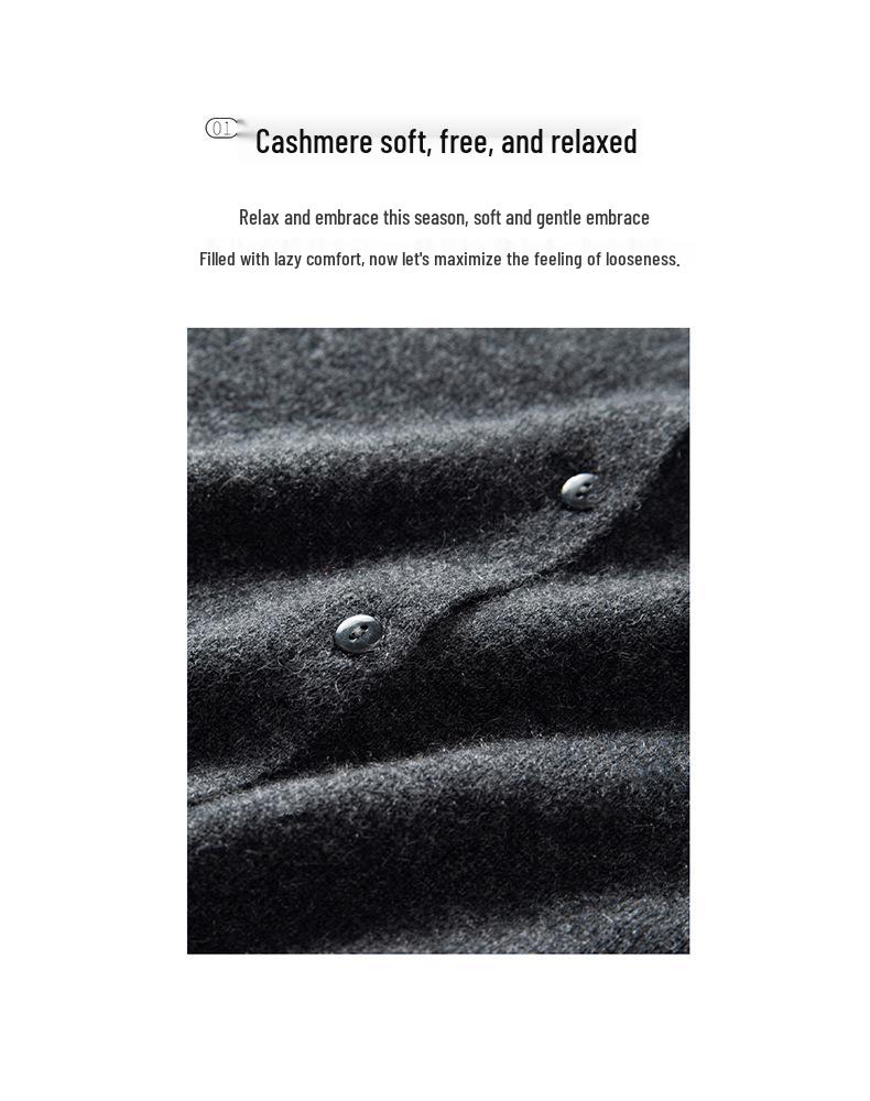 Pure Cashmere Single-Breasted Casual Cardigan Vest: Versatile Loose Solid Color Round Neck Knit Sweater for Autumn and Winter