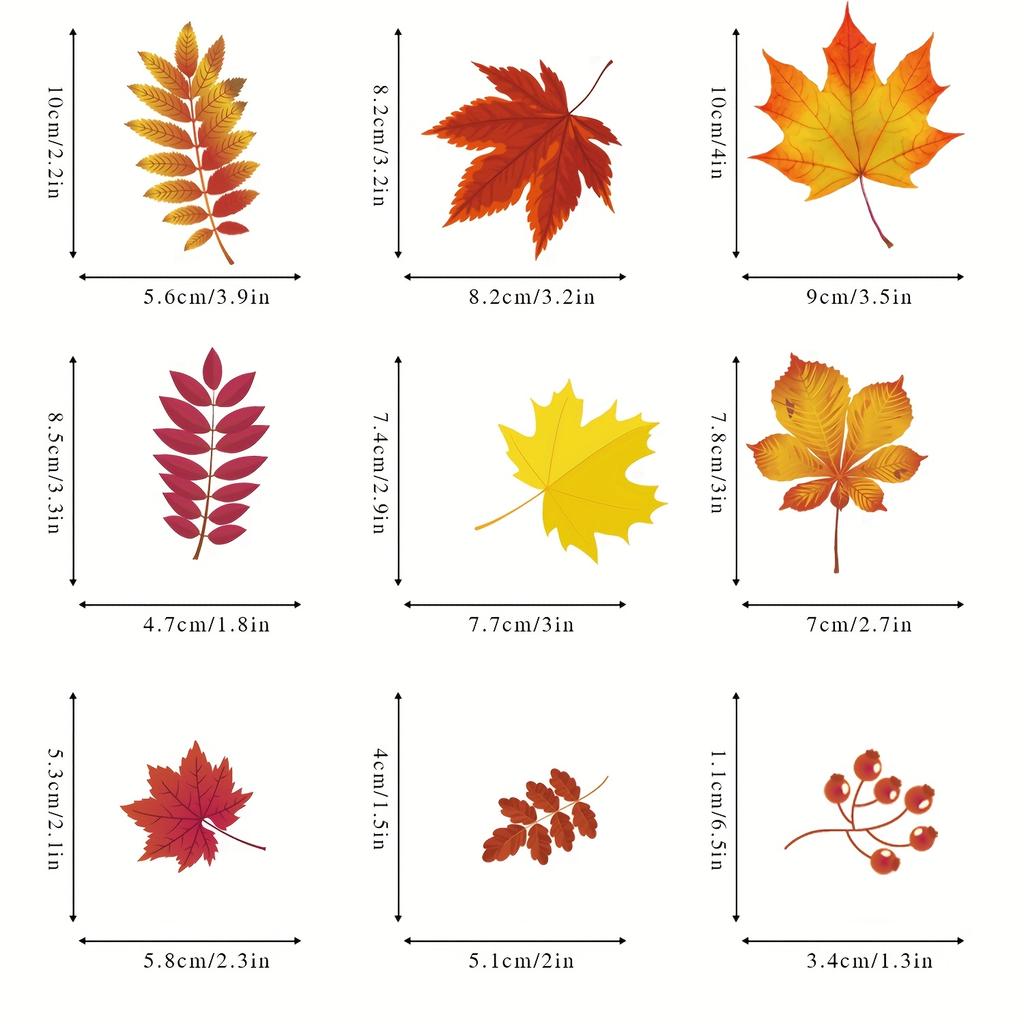 6 sheets  Autumn Leaf Window Stickers - Vibrant Fall-Themed Decals for Seasonal Home Decor, Classic PVC Static Cling Panels