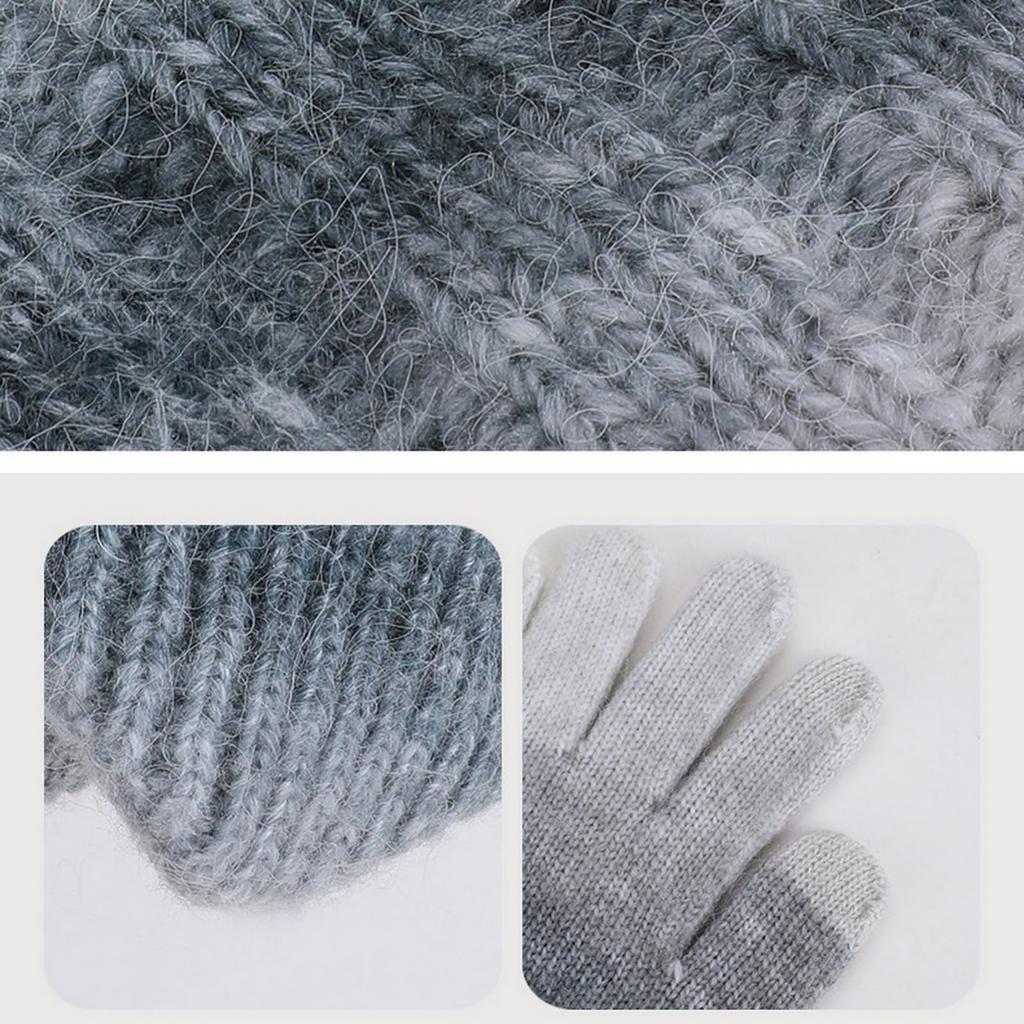 Dreiteiliges Set aus Kinderhut, Handschuhen und Schal - Für Jungen und Mädchen, Winter Fleecegefütterte Warme Ohrenschützer Farbverlauf Wolle Gestrickte Mütze