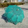 Handgefertigter Baumwollspitzen-Sonnenschirm Künstlerische Blumenstickerei Hochzeitsschirm Outdoor Sonne
