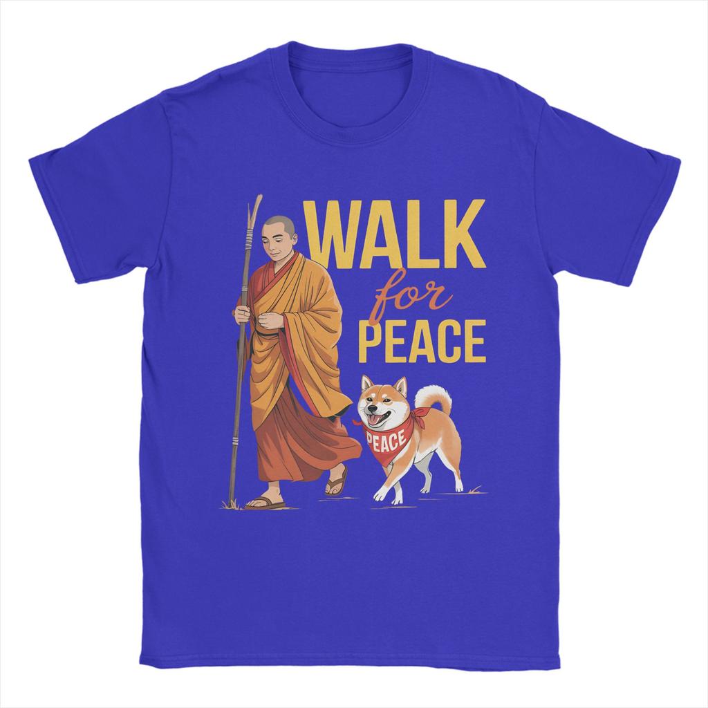 Peace Walking Monks And Aloka Dog Walk for Peace Unisex T Shirt  Amazing Tees Short Sleeve O Neck TShirt Cotton Summer Clothes