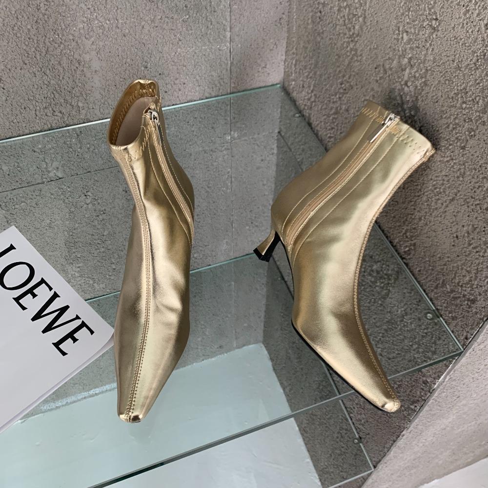 Spring New Pointed Toe Women Ankle Boots Ladies Eelgant Thin Low Heel Chelsea Shoes Soft Leather Short Boots Size 35-41