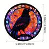 Raven Stained Glass Suncatcher Window Hanging Decoration Halloween Gothic Crow Glass Ornament for Window Home Kitchen