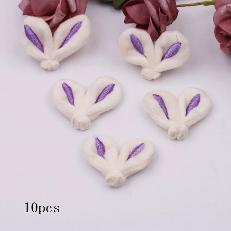 10Pcs/Lot Diy Handmade Plush Embroidered Ears Padded Patches Appliques For Clothes Sewing Supplies Diy Hair Decoration