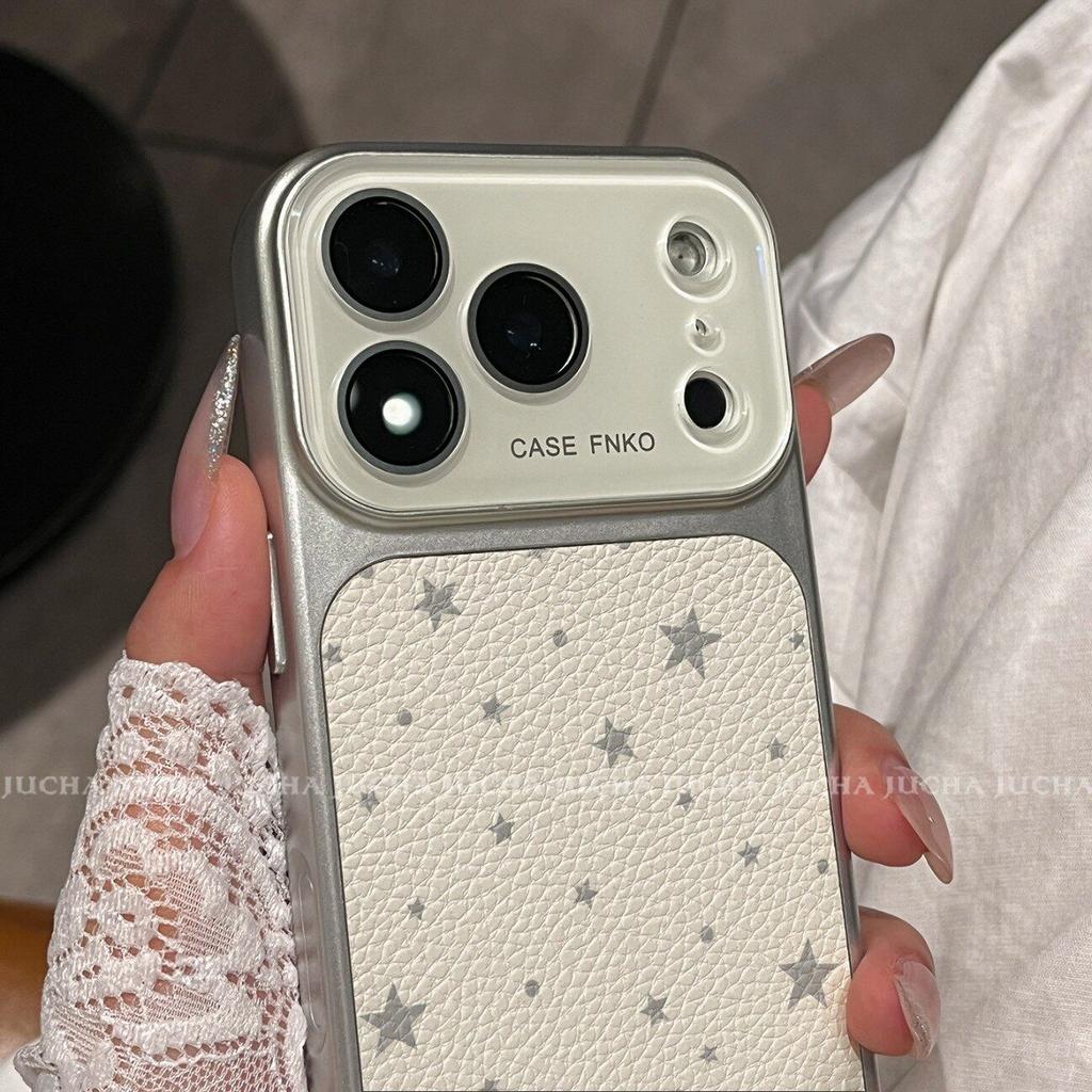 Applicable to Apple 17 mobile phone case Korean new 16promax trend creative high-end sense Apple 15 gray stars