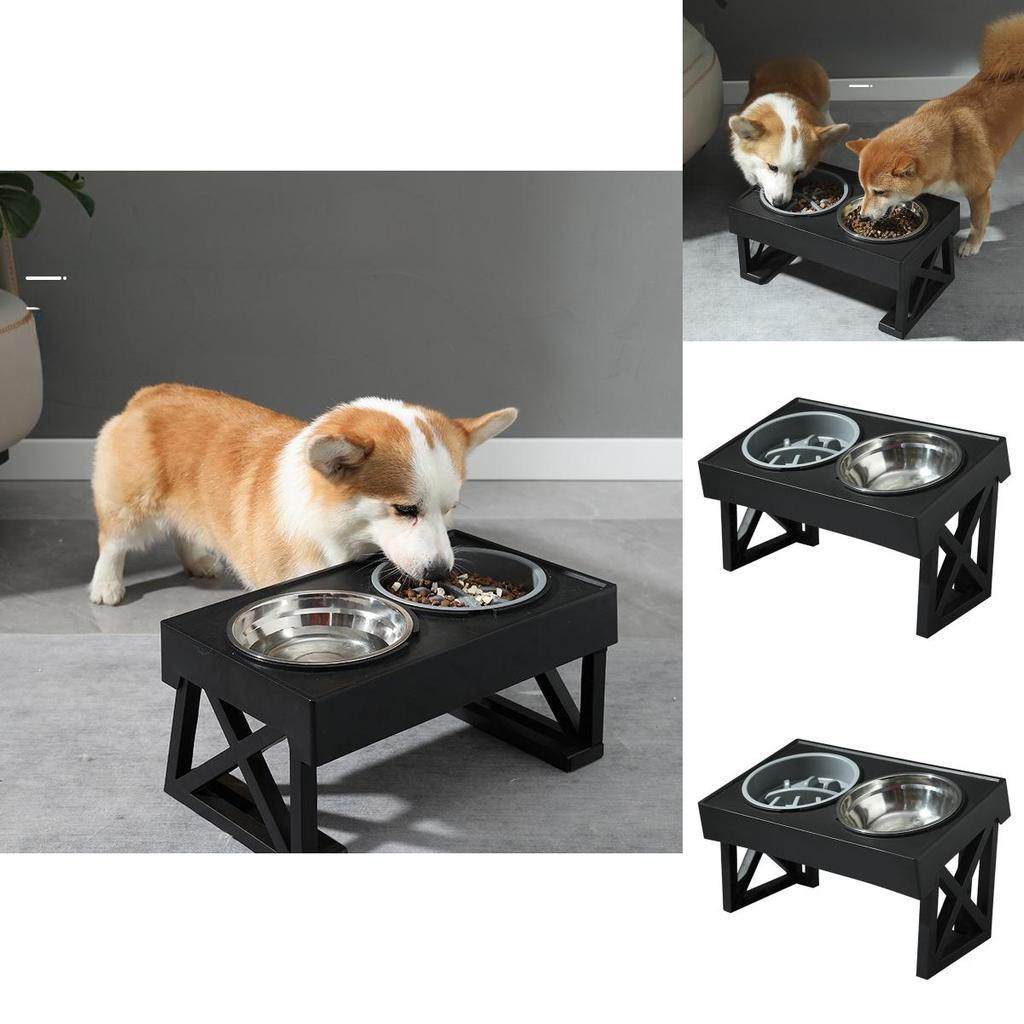 Nerezová sada pro krmení domácích mazlíčků s nastavitelnou výškou a designem pro pomalé jedení pro kočky a psy