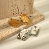Gold Color Stainless Steel Recatngle Shape Pierce Stud For Women Sliver Pierce Hiphop Big Stud