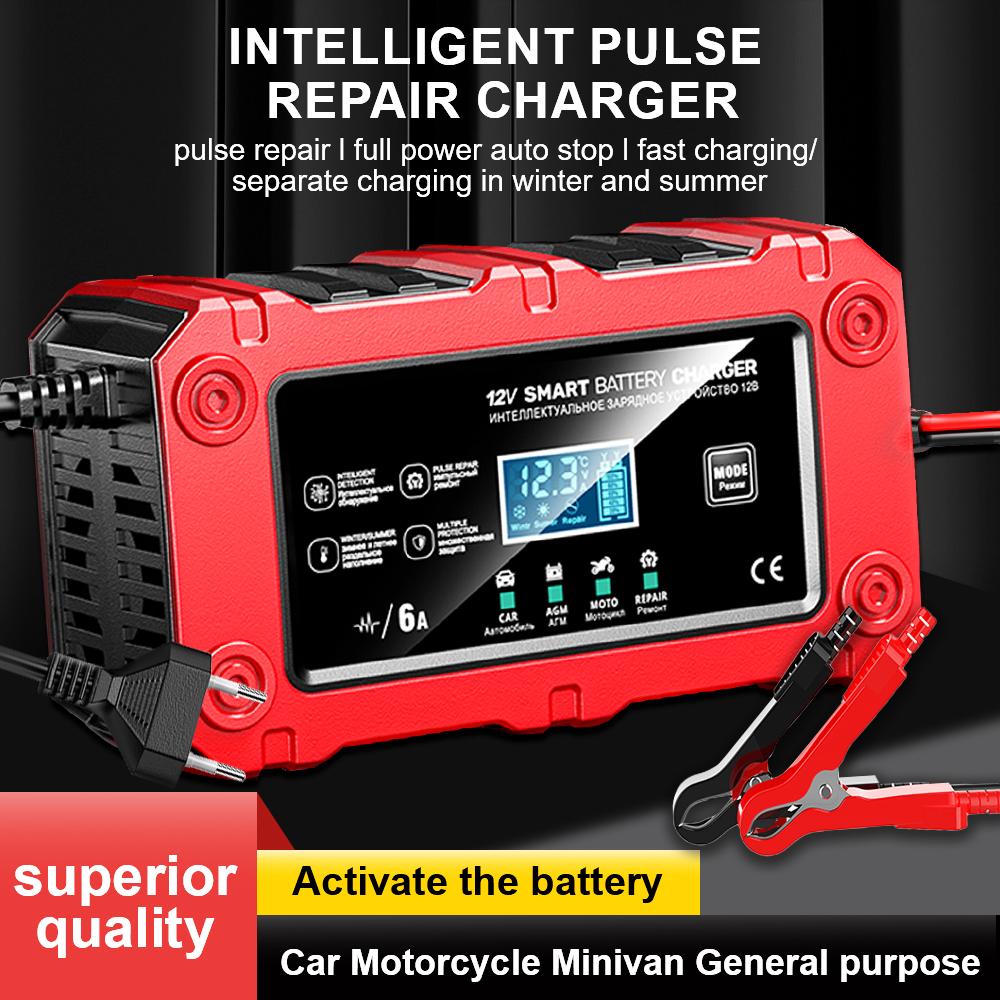 Intelligent Pulse Repair Multifunctional 12V 6A Portable Lead-Acid Smart Battery Charger Maintenance 2025 New Car Motorcycle SUV Battery Charging