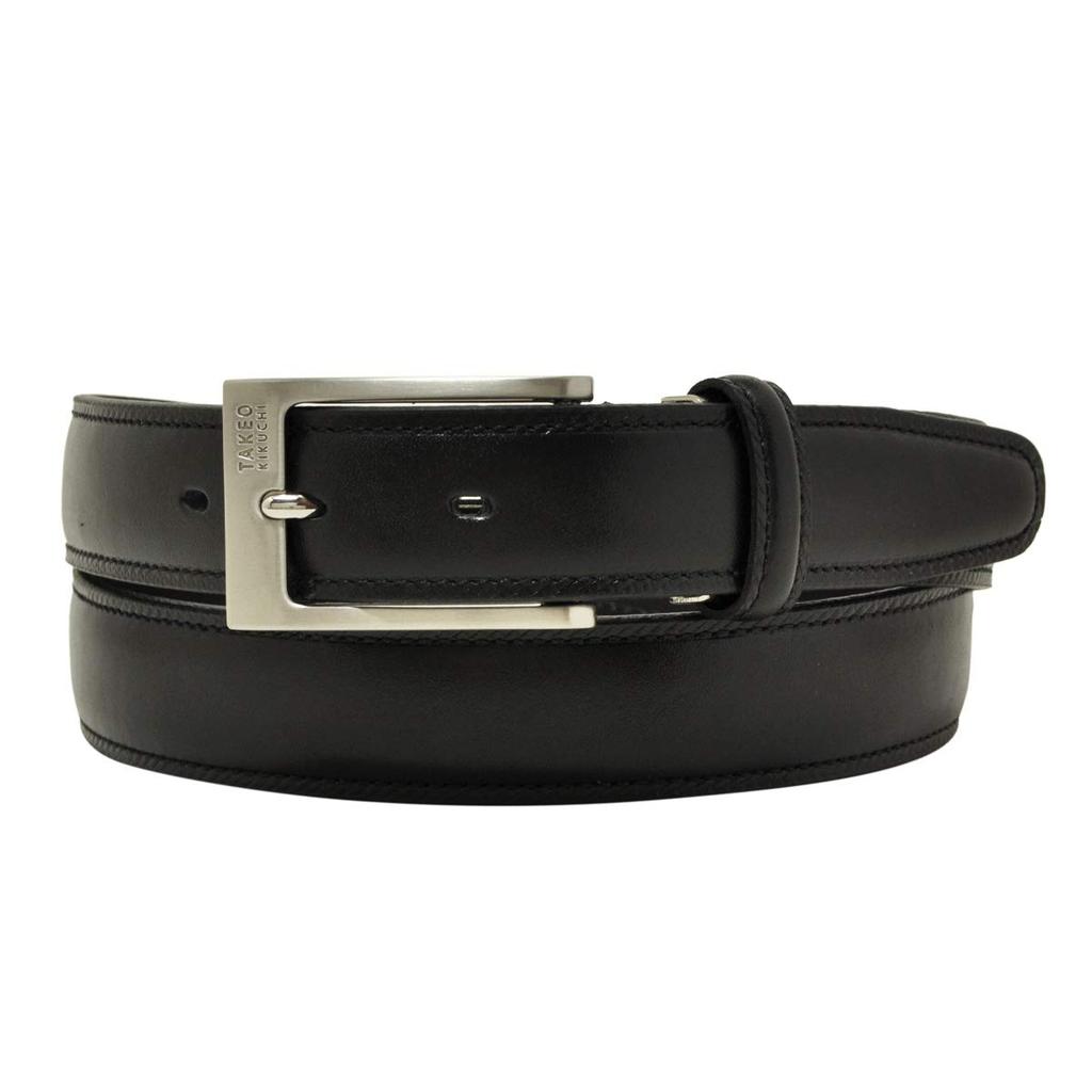 Takeo Kikuchi Genuine Leather Belt 507019 Black Men's [01]