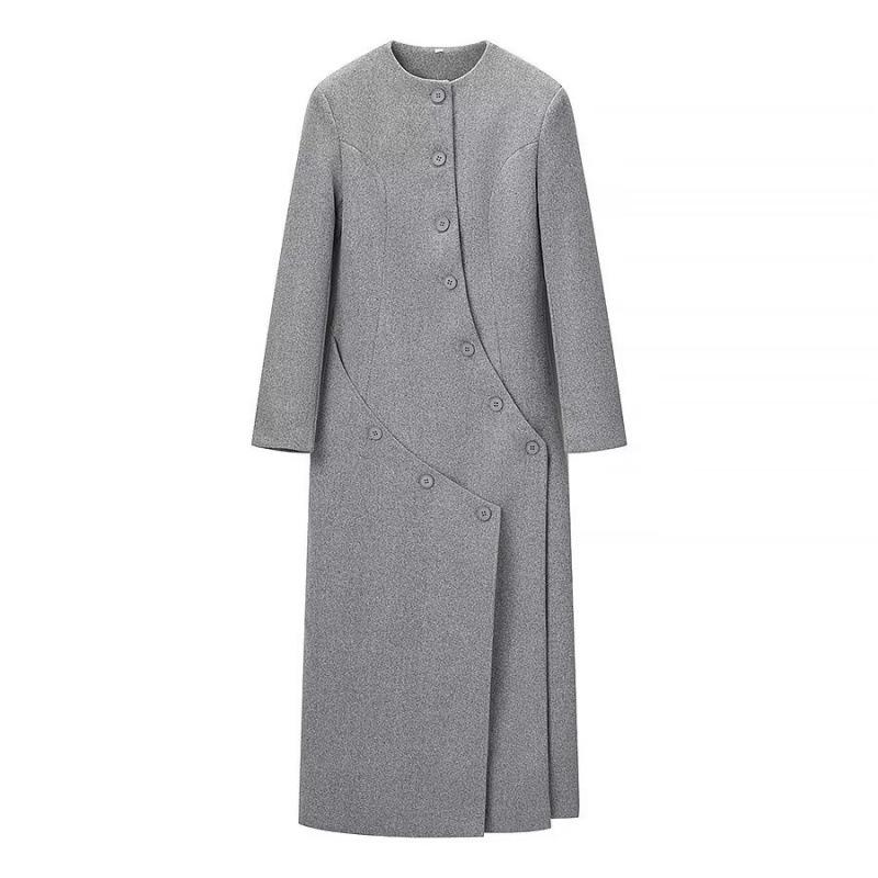 Winter 2025 European & American Style Multi-button Long Wool Coat Small