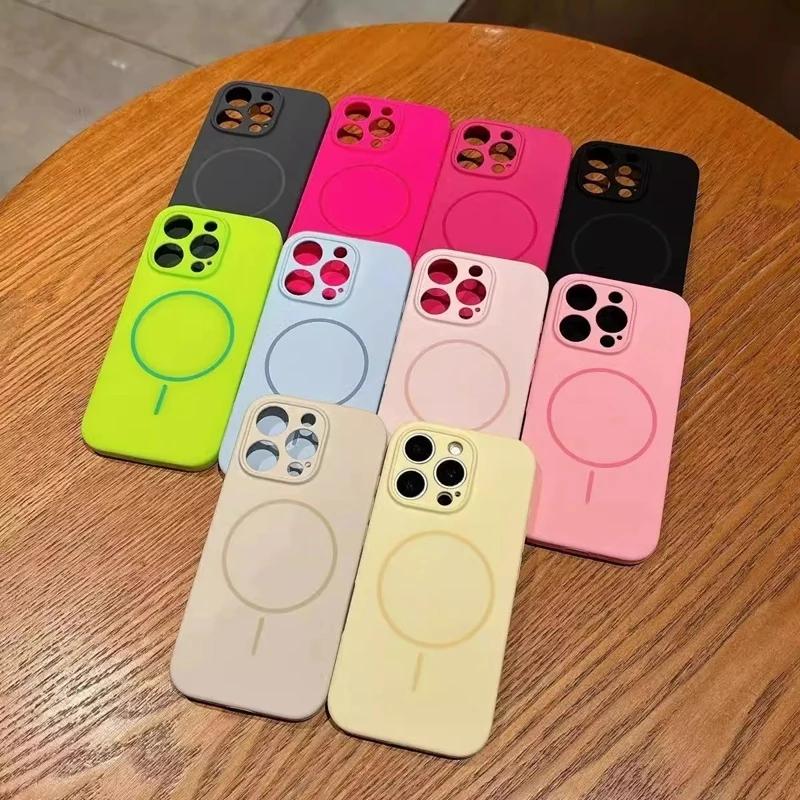 For  Liquid Silicone Phone Cases For For Iphone 17 16 1 14 13 12 Pro Max 16 Plus Air Case Magnetic Wireless Charging Cover
